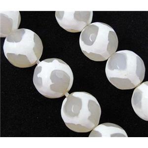 tibetan Agate stone bead, faceted round, 12mm dia, approx 32pcs per st [GA508-12MM]