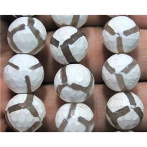 tibetan Agate stone bead, faceted round, 8mm dia, approx 48pcs per st [GA518-8MM]