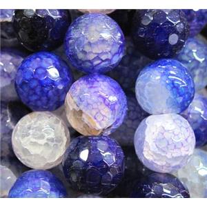 lavender dragon veins Agate bead, faceted round, 14mm dia, 27pcs per st [GA535-14MM]
