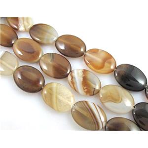 coffee stripe Agate beads, oval, 18x25mm, approx 16pcs per st [GA54-18X25MM]