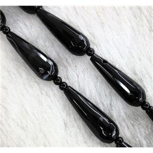 black agate beads, faceted 3D-teardrop, approx 10-30mm [GA581]