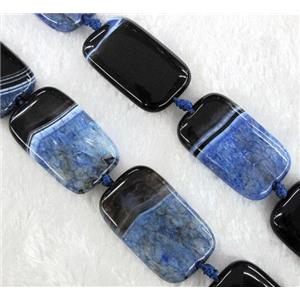 blue druzy agate stone beads, rectangle, approx 25x40mm [GA595]