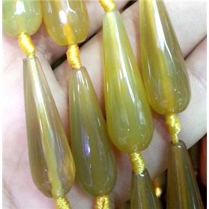 yellow agate beads, faceted teardrop, approx 10x30mm, 15.5 inches [GA597]