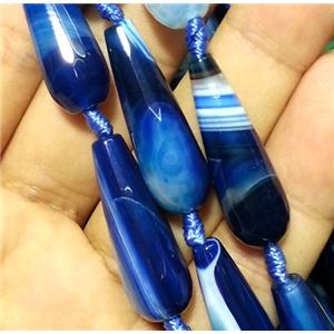 blue agate beads, faceted teardrop, approx 10x30mm, 15.5 inches [GA603]