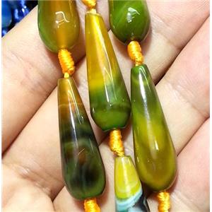 olive agate beads, faceted teardrop, approx 10x30mm, 15.5 inches [GA604]