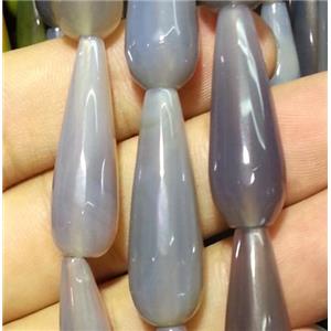 gray agate beads, faceted teardrop, approx 10x30mm, 15.5 inches [GA605]