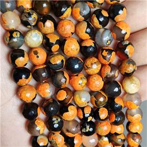 faceted round Dichromatic Agate Beads, orange, 6mm dia, approx 66pcs per st [GA61-6MM]