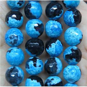 blue Dichromatic Agate beads, faceted round, approx 10mm dia, 15.5 inchses [GA62-10MM]