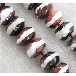 tibetan style agate beads, faceted rondelle, approx 5x8mm, 15.5 inches [GA637]