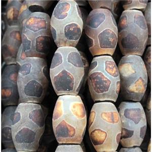 tibetan style Agate beads, matte, barrel, approx 8x12mm, 15.5 inches [GA639]