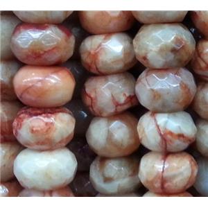 red crazy agate bead, faceted rondelle, approx 8x12mm, 15.5 inches [GA648]