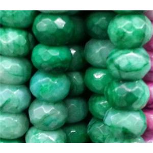 crazy agate bead, faceted rondelle, green, approx 8x12mm, 15.5 inches [GA650]
