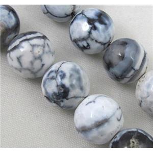 fire Agate beads, faceted round, white, 10mm dia, approx 40pcs per st [GA655-10MM]