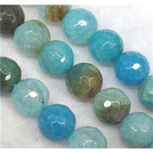agate beads, faceted round, blue, approx 10mm dia, 15.5 inches [GA664]