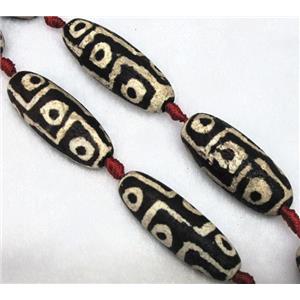 tibetan style agate beads, barrel, rough, approx 14x40mm, 8pcs per st [GA671]