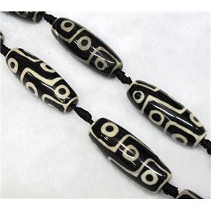 tibetan style agate beads, barrel, approx 14x40mm, 8pcs per st [GA673]