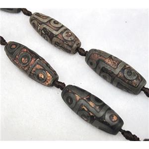 tibetan style agate beads, barrel, approx 14x40mm, 8pcs per st [GA674]