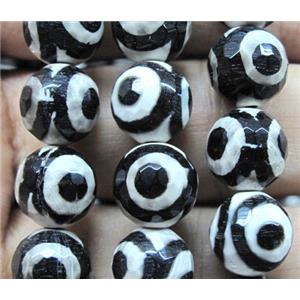 Tibet Agate stone beads, faceted round, evil eye, 6mm dia, approx 66pcs per st [GA69-6MM]