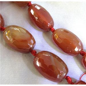 red agate beads, faceted barrel, approx 18x28mm, 15.5 inches [GA693]