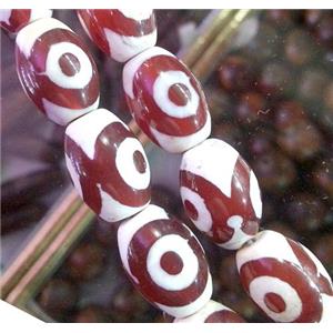 tibetan style Agate Bead, barrel, red, approx 10x14mm [GA694]