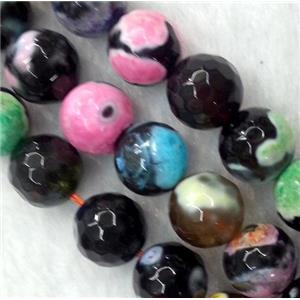 Dichromatic agate bead, faceted round, mixed color, approx 8mm dia [GA696-8MM]