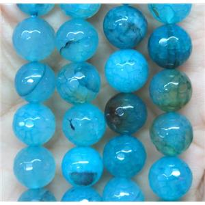 Blue Agate Beads Faceted Round Dye, approx 10mm dia [GA699-10MM]