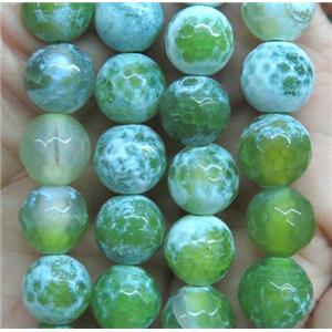 green Fire Agate Beads, faceted round, approx 10mm dia [GA702-10MM]