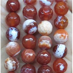 red Fire Agate beads, faceted round, approx 12mm dia [GA705-12MM]
