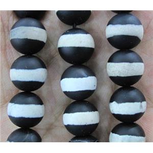 tibetan style black matte Agate Beads, round, approx 12mm dia [GA711-12MM]