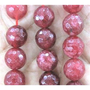 agate bead, faceted round, red, approx 8mm dia [GA713-8MM]