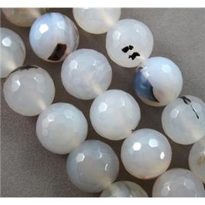 faceted round Heihua Agate beads, white, 6mm dia, approx 66pcs per st [GA72-6MM]