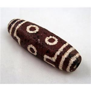 natural tibetan Dzi beads, flat barrel, brown, approx 20x55mm [GA762]