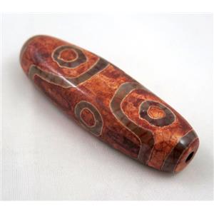natural tibetan Dzi beads, flat barrel, red, approx 20x55mm [GA763]