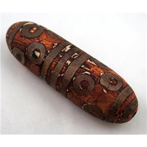 natural tibetan Dzi beads, barrel, antique red, approx 24x72mm [GA766]