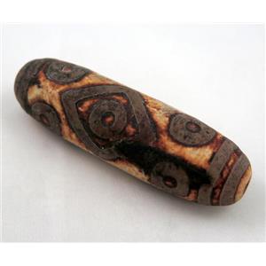 natural tibetan Dzi beads, barrel, brown, approx 24x72mm [GA767]