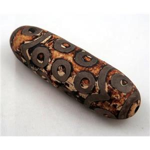 natural tibetan Dzi beads, barrel, brown, approx 24x72mm [GA768]