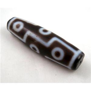 natural tibetan Dzi beads, barrel, dark-red, approx 20x55mm [GA770]