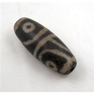 natural tibetan Dzi beads, barrel, black, approx 16x35mm [GA778]
