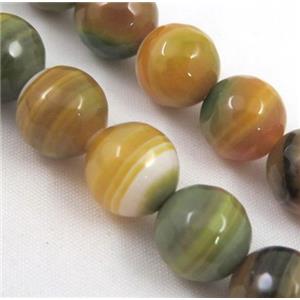 stripe agate beads, faceted round, yellow, approx 12mm dia, 15.5 inches [GA784-12MM]
