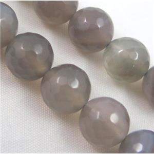 grey agate beads, faceted round, approx 8mm dia, 15.5 inches [GA787-8MM]