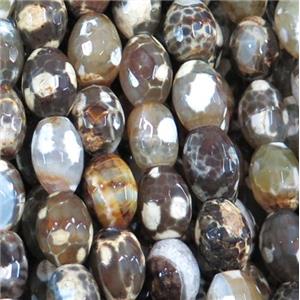 fire agate beads, faceted barrel, coffee, approx 13x18mm, 15.5 inches [GA814]
