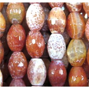 fired agate beads, faceted barrel, orange, approx 13x18mm, 15.5 inches [GA816]