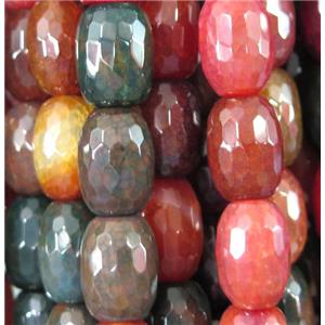 dragon veins agate bead, faceted barrel, mixed color, approx 13x18mm, 15.5 inches [GA818]