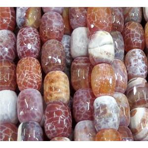 fired agate beads, faceted barrel, red, approx 13x18mm, 15.5 inches [GA821]