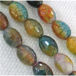 dragon veins agate bead, faceted barrel, colorful, approx 13x18mm, 15.5 inches [GA822]