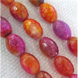 dragon veins agate bead, faceted barrel, red, approx 13x18mm, 15.5 inches [GA823]