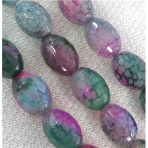 dragon veins agate bead, faceted barrel, colorful, approx 13x18mm, 15.5 inches [GA824]