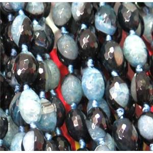 blue druzy agate beads, faceted barrel, approx 13x18mm, 15.5 inches [GA826]