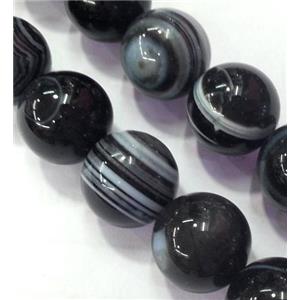 round black Striped Agate Beads, eye, approx 12mm dia [GA847-12MM]