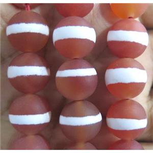 Round Matte Red Tibetan Agate Beads Line, approx 8mm dia [GA856-8MM]